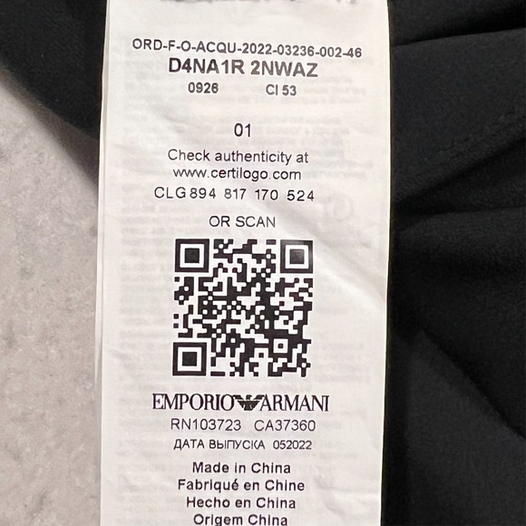 Emporio Armani Faux Wrap Dress Long Sleeve Navy Blue Women's 46 NWT - Picture 9 of 14